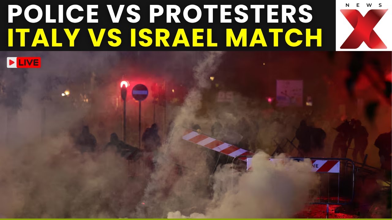 Italy vs Israel LIVE: Police, Protesters Clash During Palestine March Against Italy-Israel World Cup