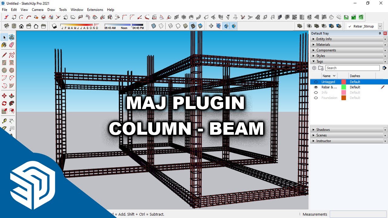 SketchUp 2021 | MAJ Plugin Column and Beam Reinforcement Details