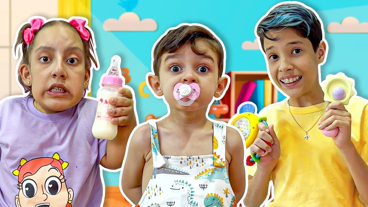 Maria Clara e Henrique brincam de ser pais do bebê por um dia - Família MC Divertida