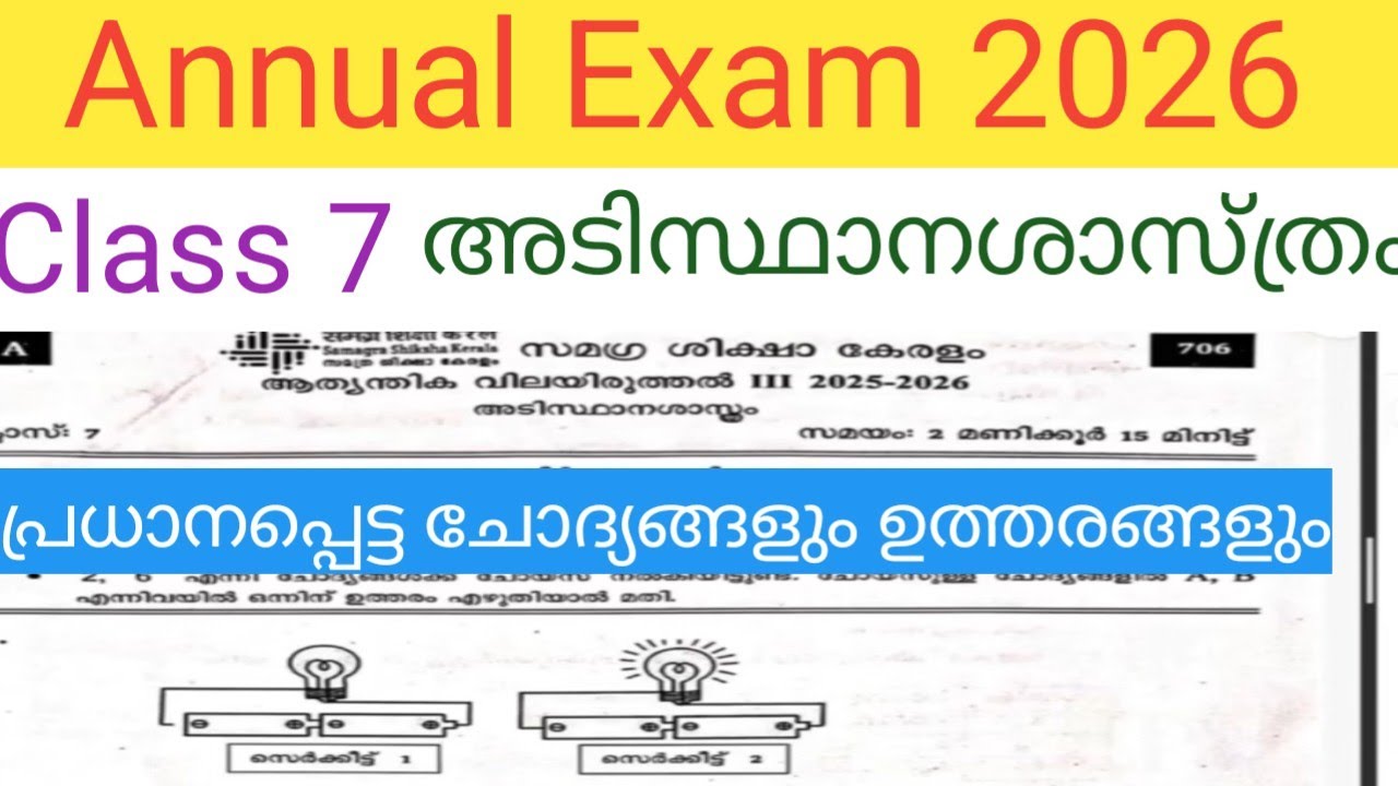 Class 7 Basic Science Annual exam model question paper with answers