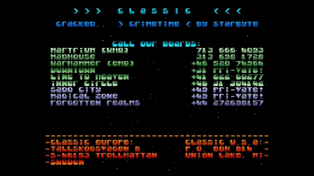 Amiga Cracktro Crime Time by Classic 1991