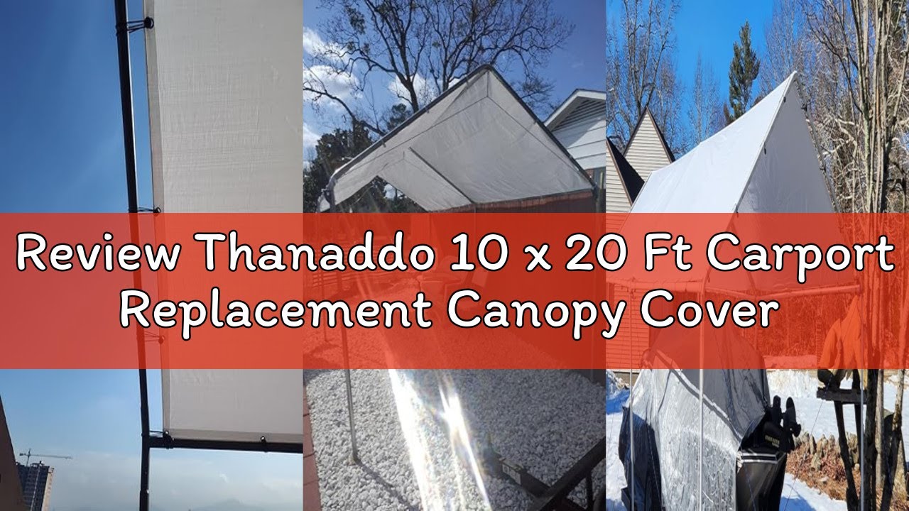 Review Thanaddo 10 x 20 Ft Carport Replacement Canopy Cover Garage Top Tent Shelter Tarp with Free 4