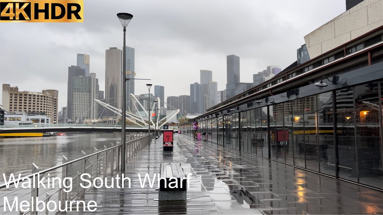 Walking South Wharf in The Rain | Melbourne Australia | 4K HDR