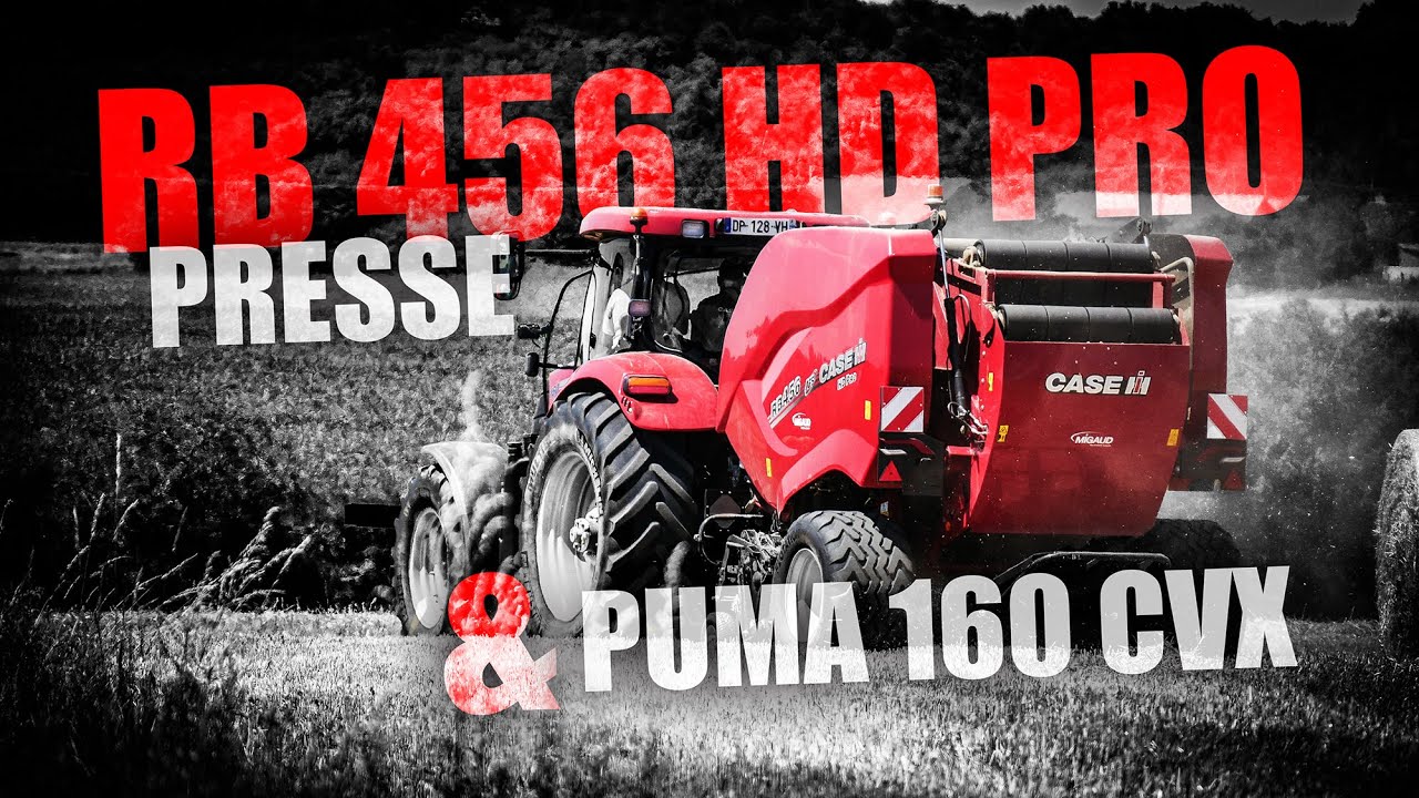 CASE IH Round Baller RB 456 HD PRO et PUMA 160 CVX &bull; Migaud