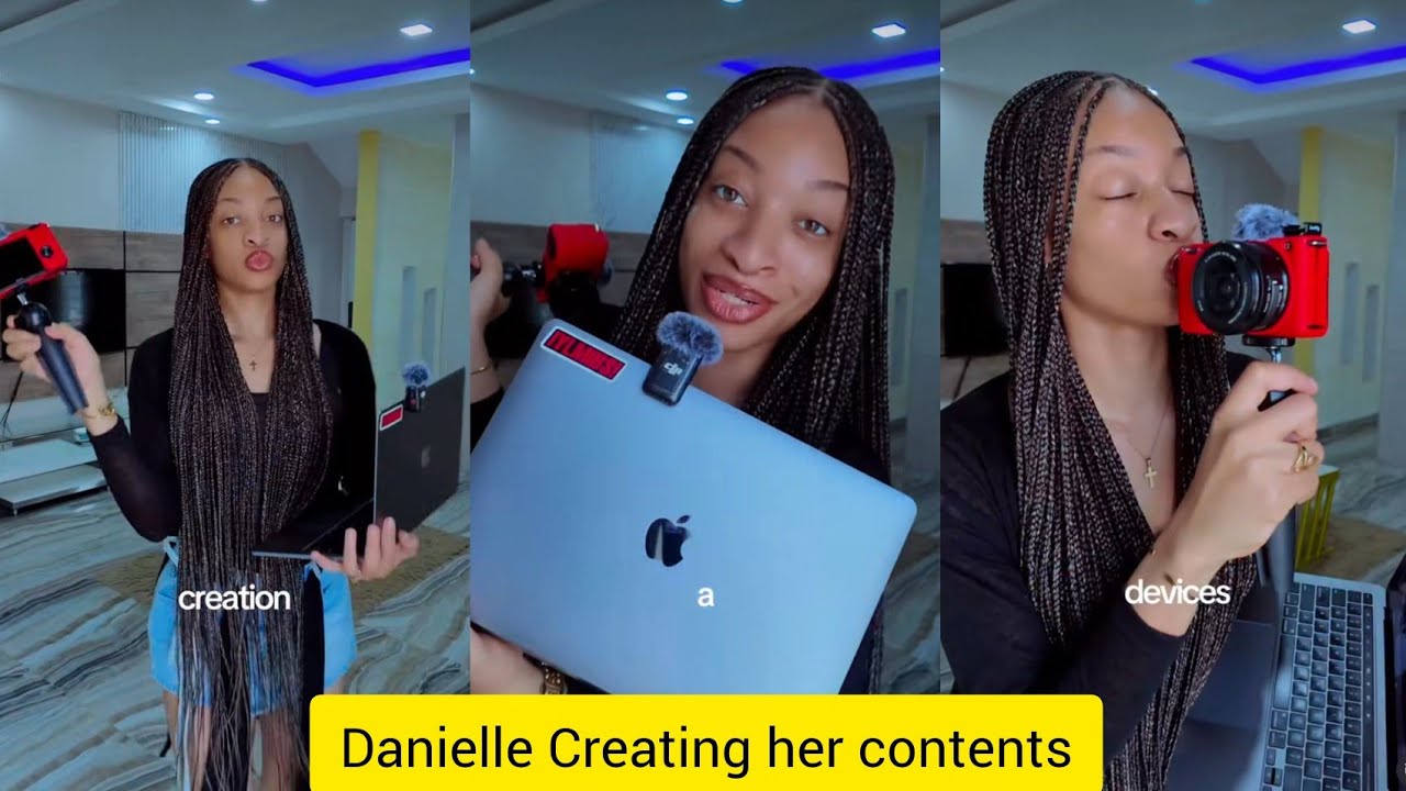 Danielle Yul Edochie shows off the content devices she uses for her contents as she ignores haters. 