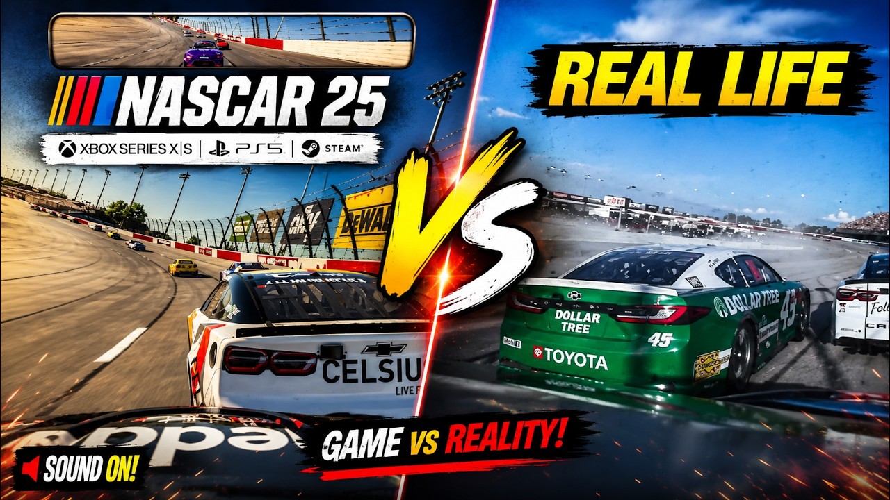 NASCAR 25 vs Real Life | Darlington Raceway Graphics Comparison