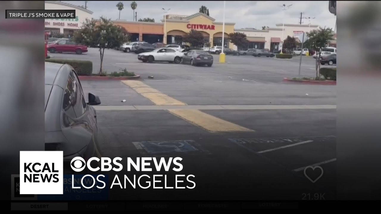 Wild video shows two cars chasing each other, colliding in West Covina parking lot