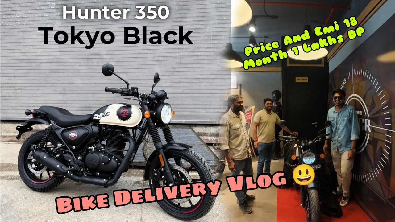 Royal Enfield Hunter 350 Tokyo Black Top Model Delivery 😉 Vlog Ahmedabad