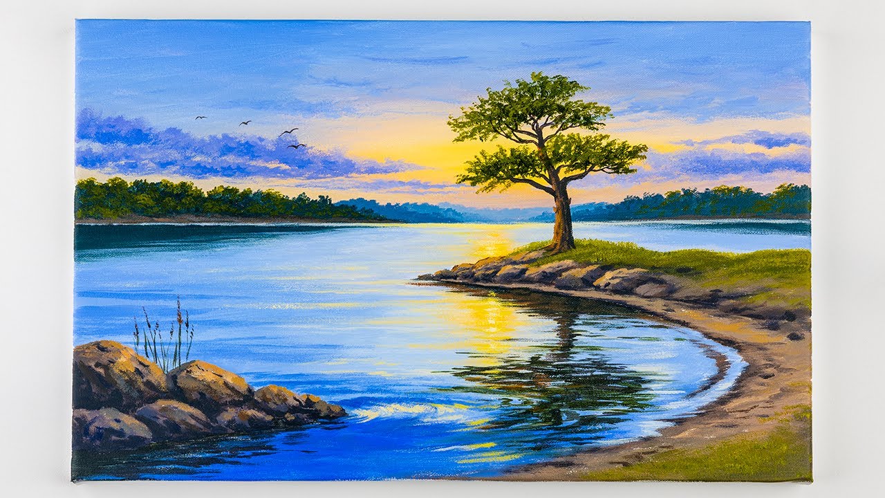 Landscape Painting Tutorial / Easy step by step painting 