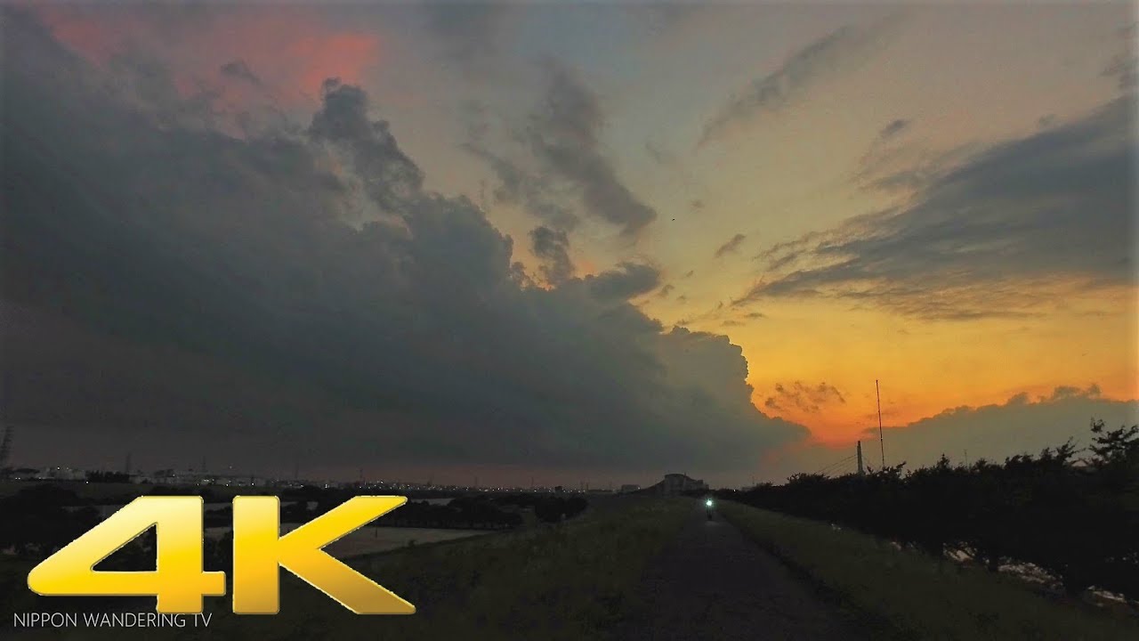Walking along the Arakawa river at dusk - Long Take【東京・荒川】 4K
