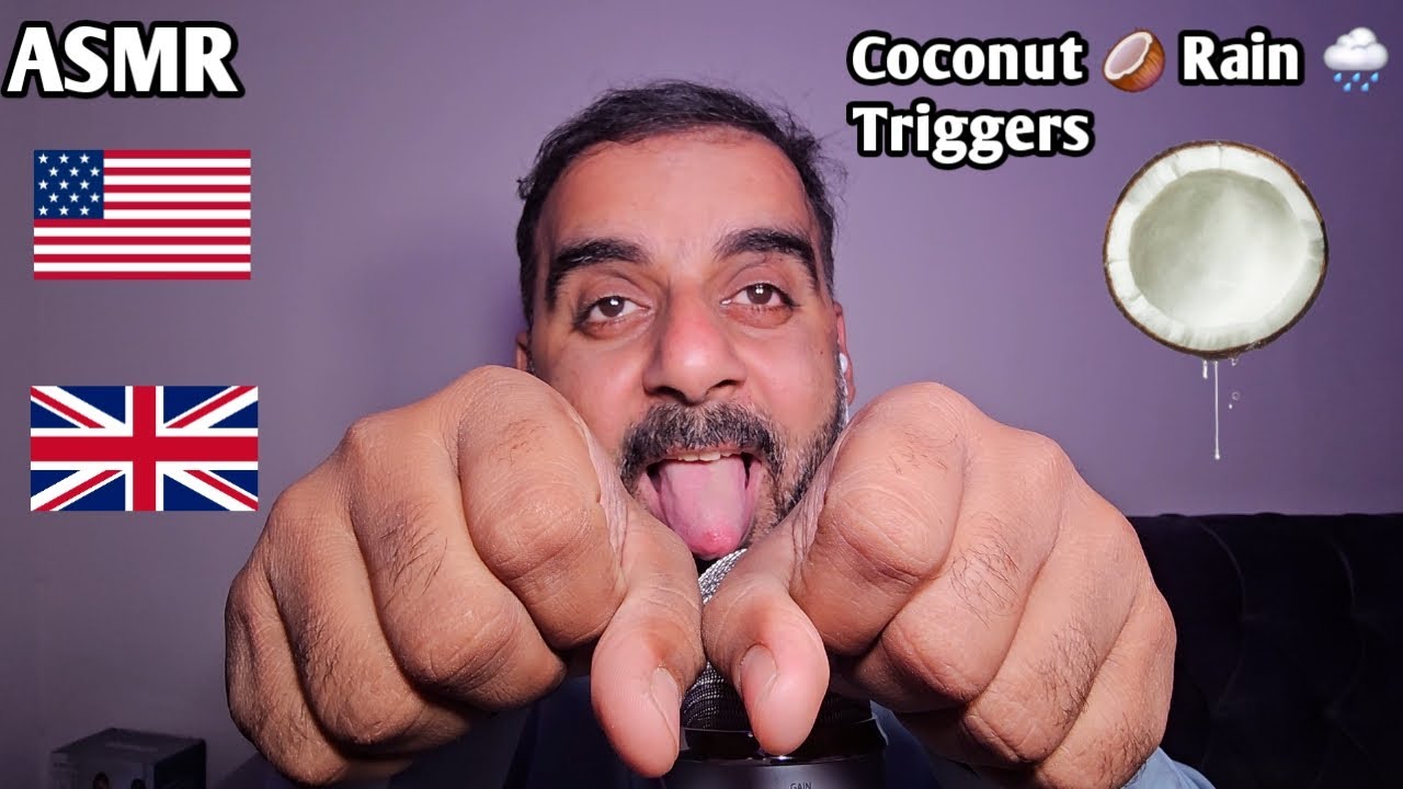 ASMR -  Coconut 🥥 Rain Triggers ( Satisfying & wet Mouthsounds)