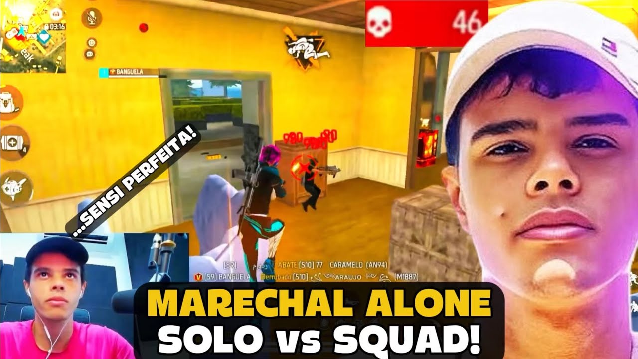 MARECHAL SOLO vs SQUAD FEZ 36 KILL COM A SENSIBILIDADE PERFEITA! FREE FIRE - MARECHAL HIGHLIGHTS