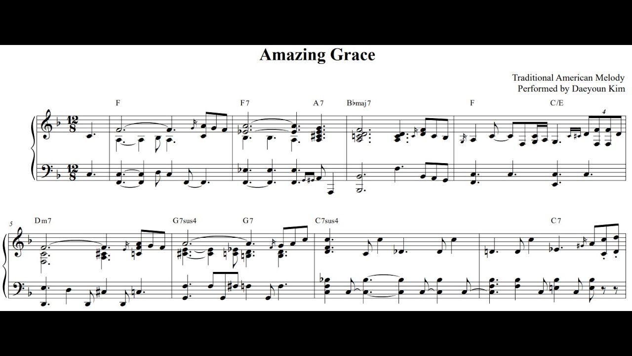 [jazz piano] Amazing Grace (sheet music)