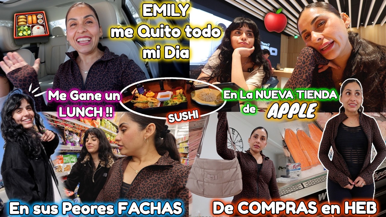 Emily me Quito todo mi DIA🫩Fuimos a la TIENDA DE APPLE🍎📲Salió en sus PEORES FACHAS🧟‍♀️🤢SUSHI gratis🍣
