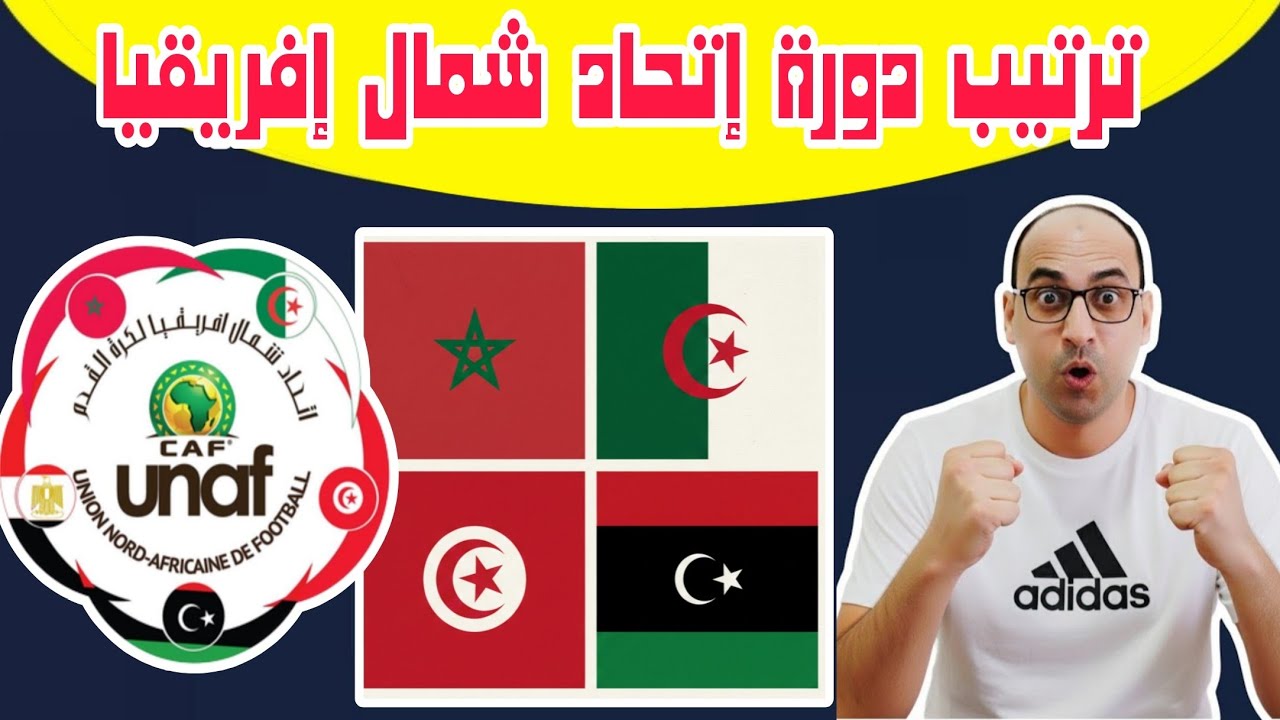 ترتيب دورة اتحاد شمال إفريقيا للناشئين لاقل من 16 عام بعد تعادل المغرب والجزائر 1/1 تونس وليبيا 0/3