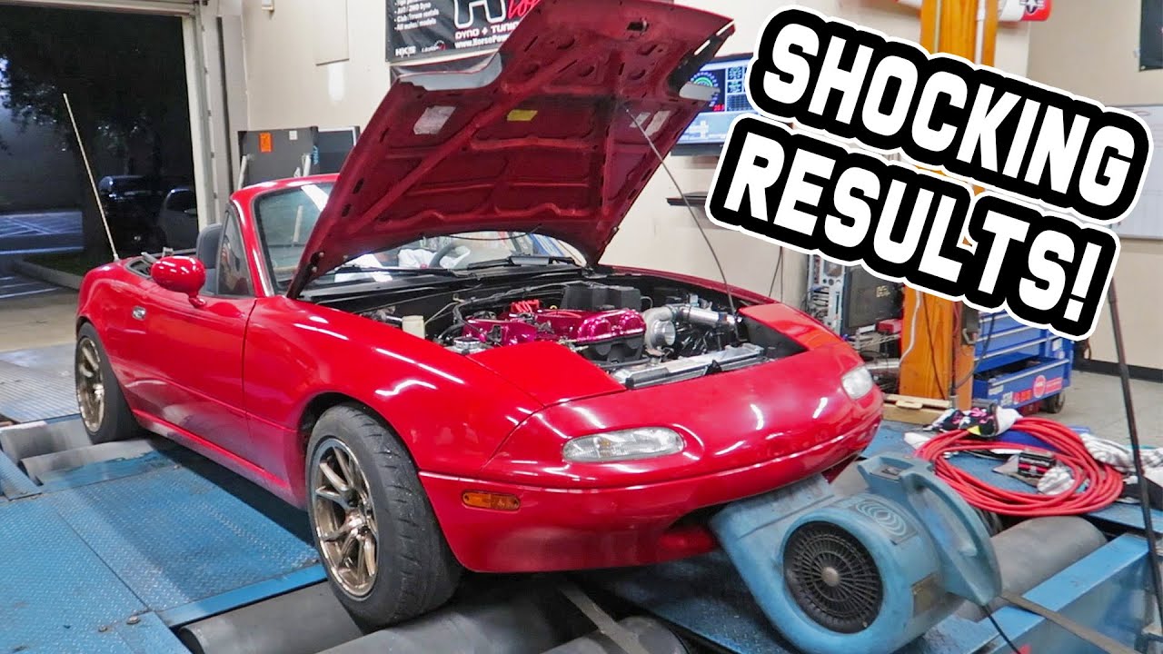 FORGED MIATA SHOCKS EVERYONE ON PUMP GAS DYNO TUNE!