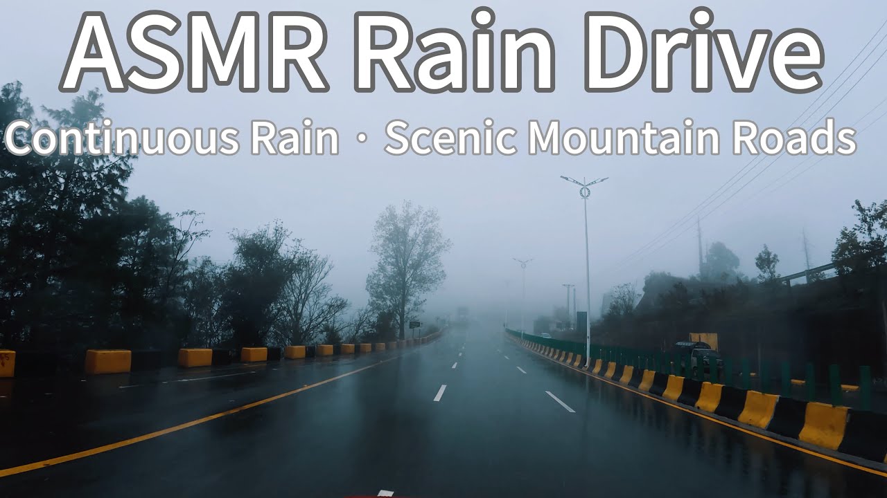 ASMR Rain Drive 🌧️ 65-Minute Scenic Mountain Road | Continuous Rain & Natural Sounds in 4K