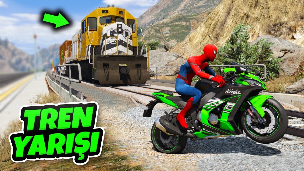 Süper Hızlı Yarış Motorları Trenle Yarışıyor - GTA 5