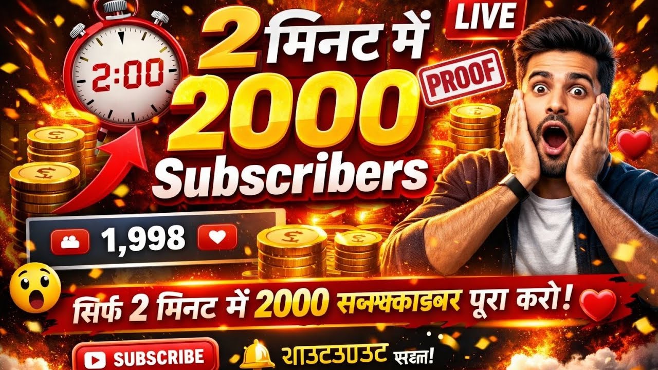 🔥 2 मिनट में 1000 Subscribers 😱 LIVE PROOF 💯 | Subscribe Goal Challenge | Support Me Live ❤️