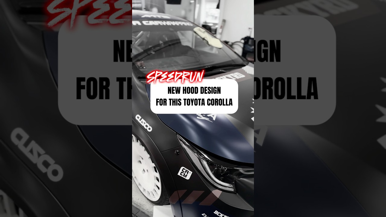 Wrapping a Toyota Corolla Hood with design elements 
