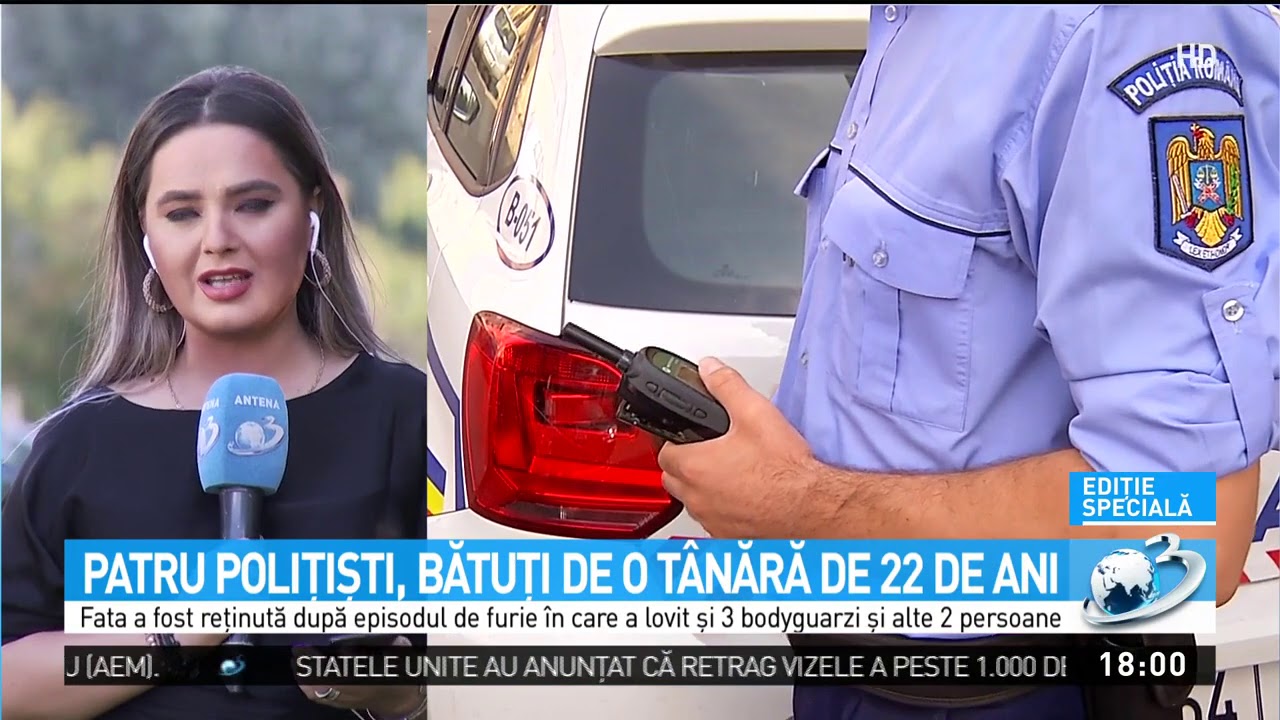 Patru poliţişti bătuţi de o tânără de 22 ani