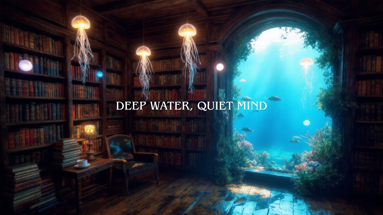 Relaxing Underwater Library Ambience | Ocean Sounds & Soft Page Turning | 10 Hours | Sleep & Relief