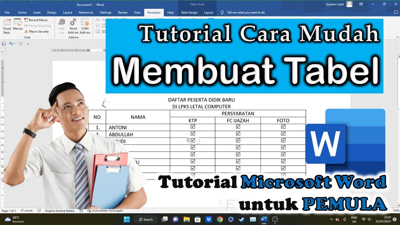 Cara Membuat Tabel di Word