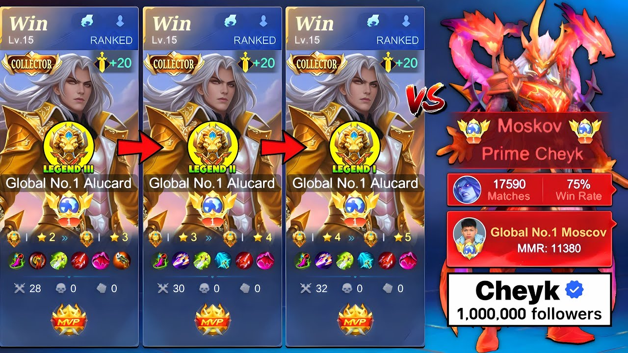 Последний матч Global Alucard перед Mythic Solo Rank No Edit — я встретил профессионального стрим...