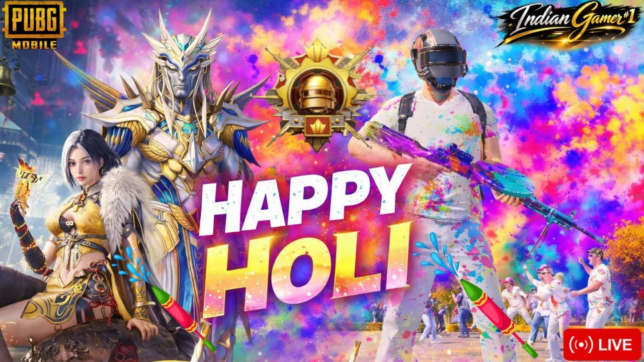 🎉 Holi Ke Din Conqueror Push 😱 | PUBG Mobile Live Rank Push |90FPS#pubgmobilehacker #live #bgmi