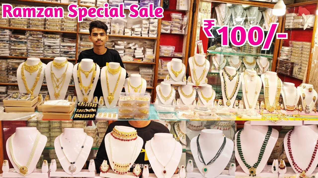 Ramzan Special Offer ₹ 100 Pearls American Diamond Gold Plated Jewellery Sanchak Ka Saman Charminar