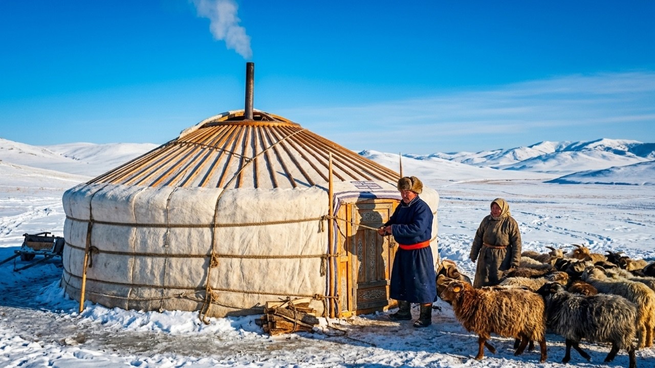 Как монголы пережили зимы при температуре -50°C в лагерях (юртах) на открытой степи | Документаль...