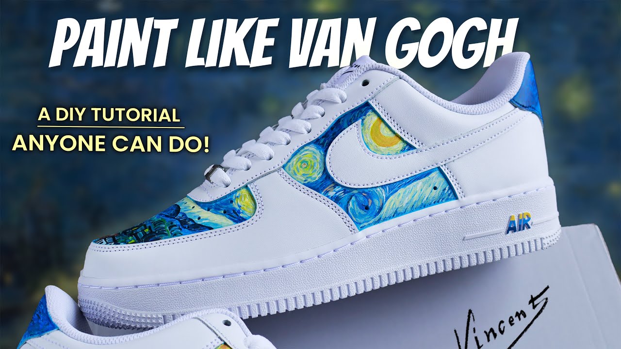 The Easiest way to Paint Van Gogh's Starry Night, Here's How! | Custom Air Force 1 DIY Art Tutorial