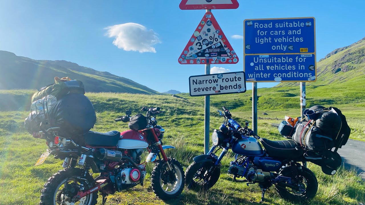 HONDA MONKEY UK TOUR! Day 2! Hardknott pass England 🏴󠁧󠁢󠁥󠁮󠁧󠁿