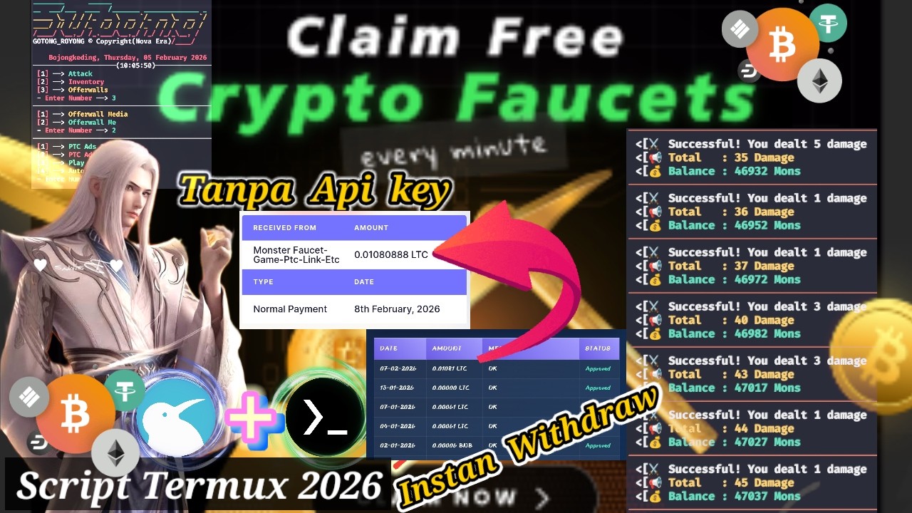 Nuyul Website Penghasil USD & CRYPTO Menggunakan Script Auto Claim Via Apk Termux Terbukti Membayar