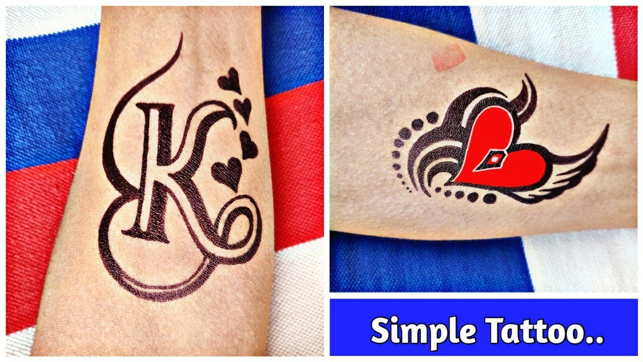Simple k letter tattoo and a beautiful heart tattoo