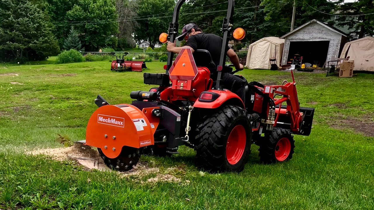 Trying a MechMaxx SG24 3-Point PTO Stump Grinder - Kioti CX2510 Tractor