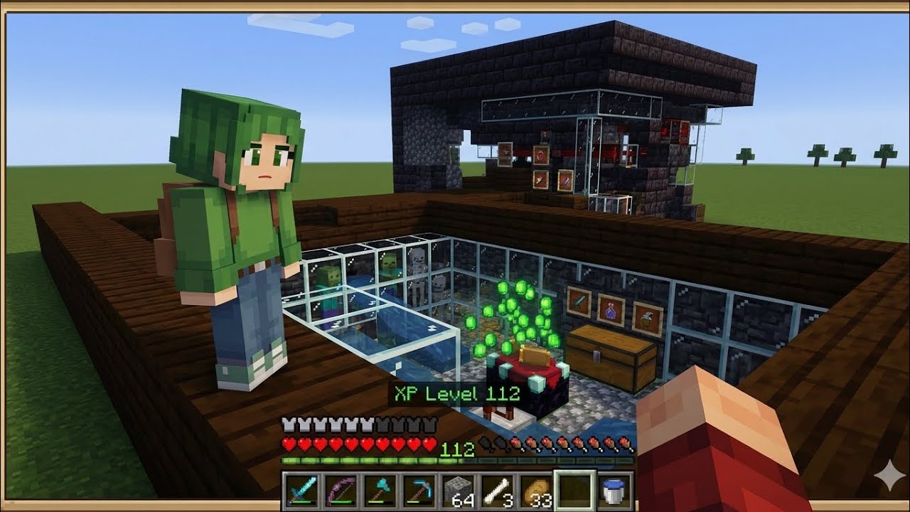 Minecraft but I am survive in super flat world impossible challenge #minecraft 