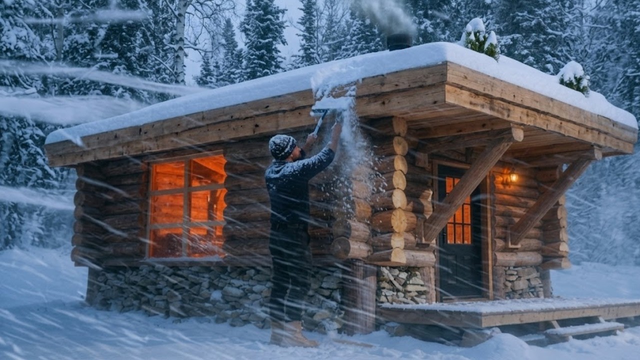 Surviving the SNOWTORM in a Abandoned Log House | The Most Violent Blizzard Ever.