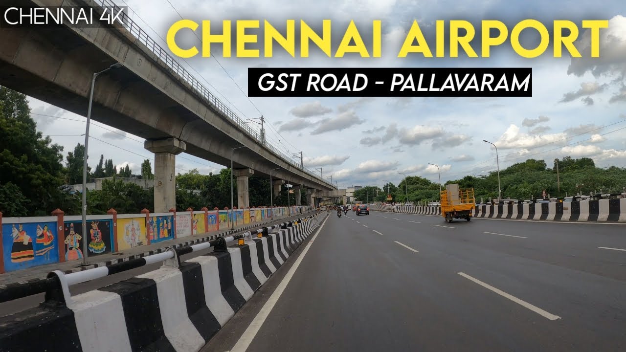 Chennai 4K | GST Road | Chennai Airport | Pallavaram to Meenambakkam | Pallavaram Flyover
