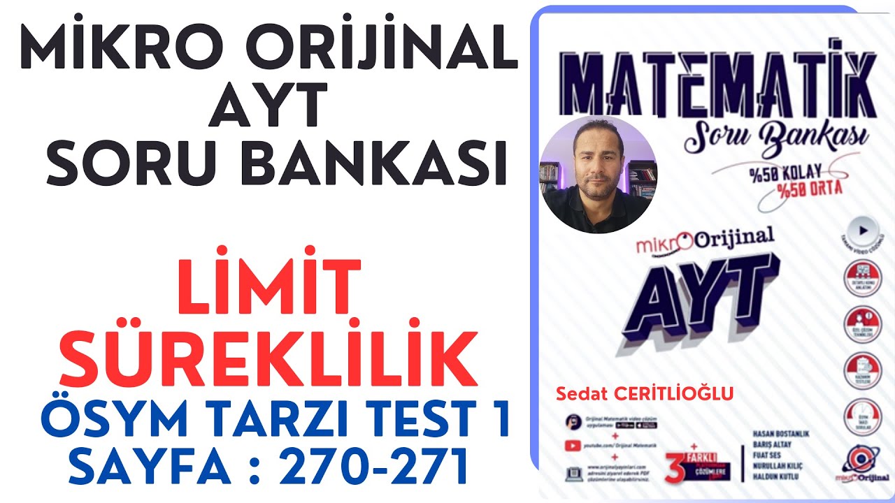 LİMİT SÜREKLİLİK | MİKRO AYT SORU BANKASI SYF:270-271 | #orijinalmatematik  #mikroorijinal # yks2024