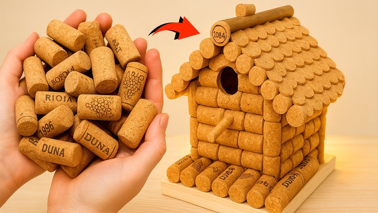 How I Made a Birdhouse From Cardboard and Corks! DIY Wine Cork Birdhouse