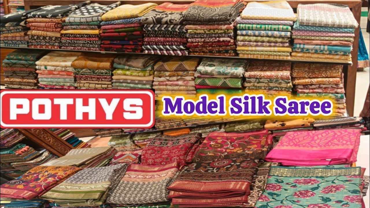 Pothys function wear collection model silk digital print sarees below 1000 range collection