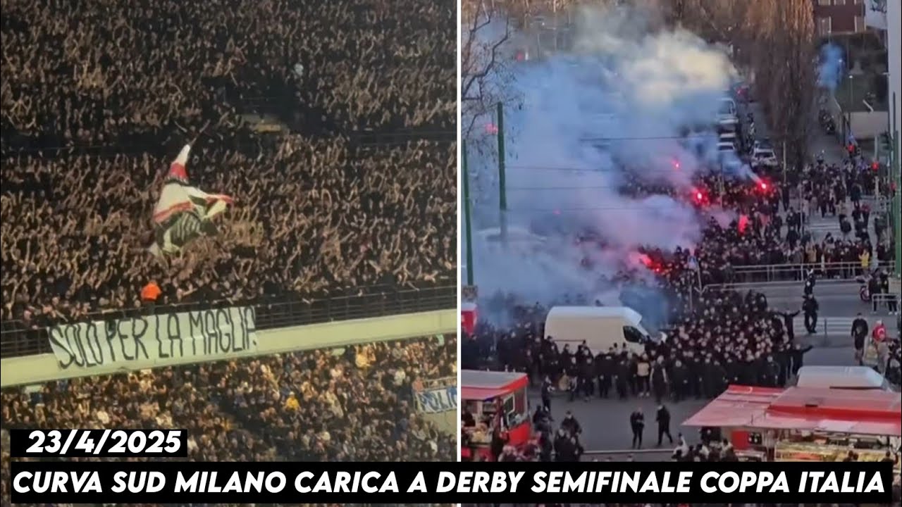 CURVA SUD MILANO CARICA A DERBY SEMIFINALE COPPA ITALIA || Inter Milan vs AC Milan 23/4/2025