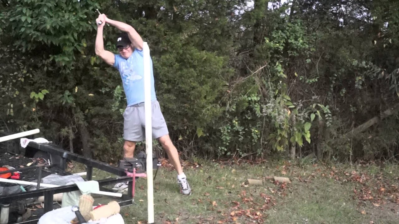 Ronin Katana  new two handed Euro sword cutting test on a PVC pipe 2