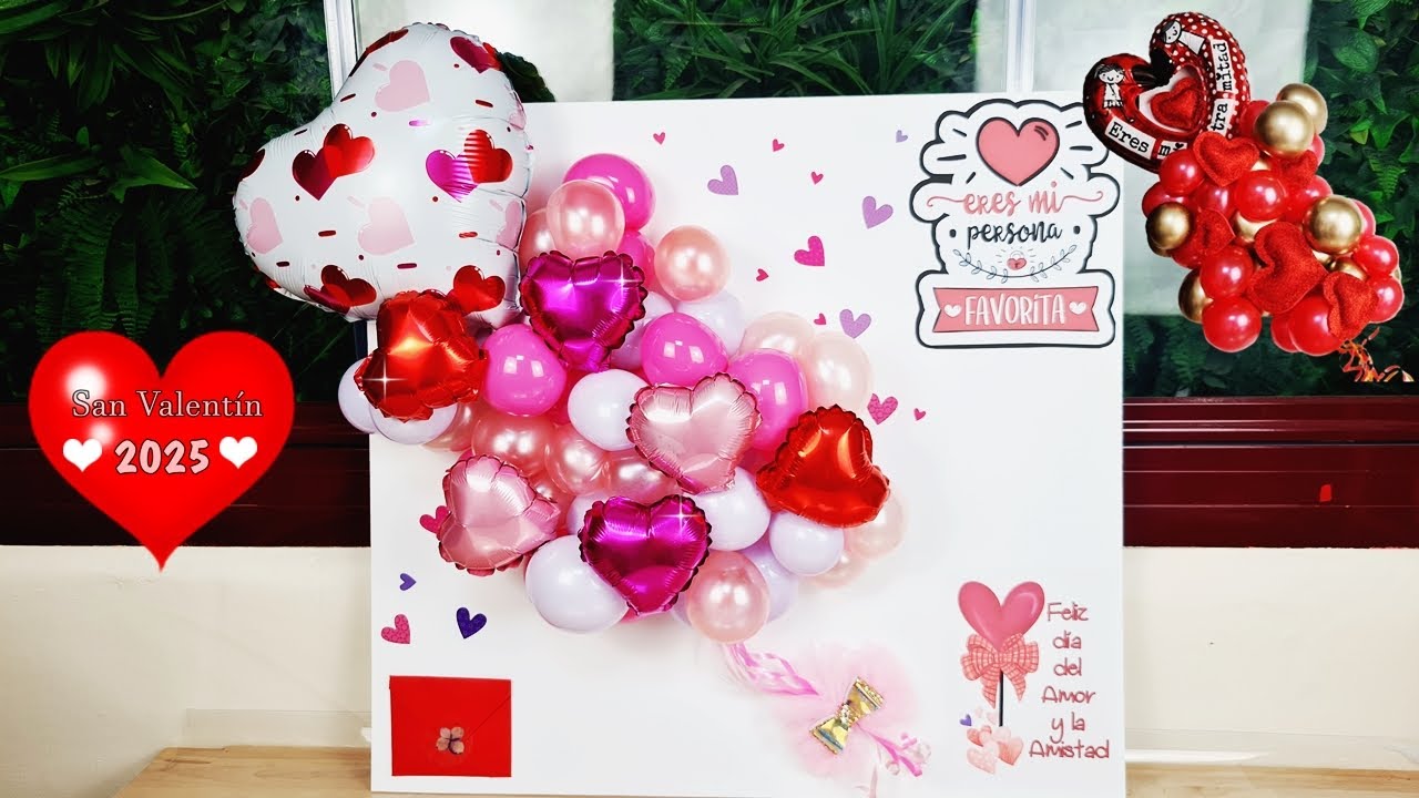Cartón Pluma y Globos🎈 SAN VALENTÌN💖