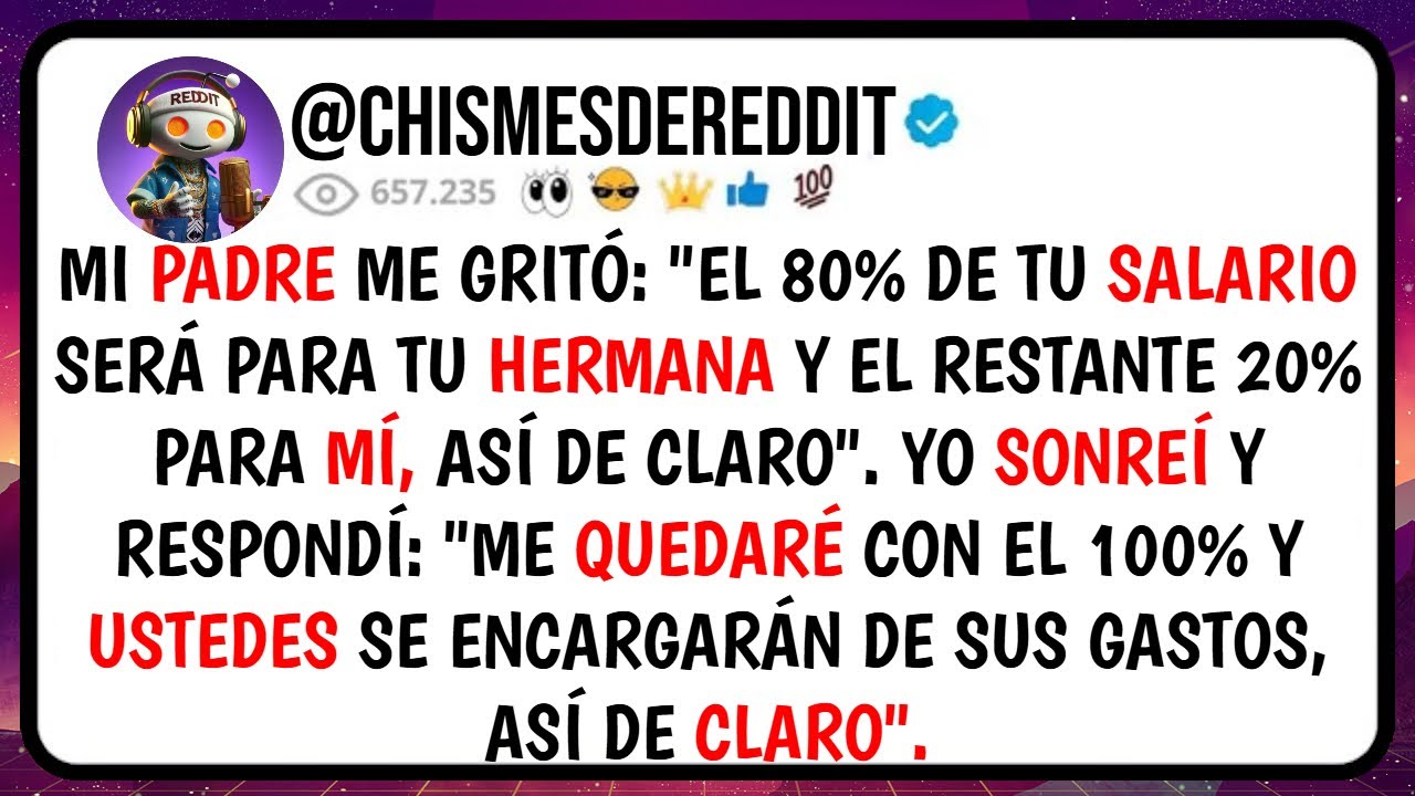 Mi PADRE Me Gritó: "El 80% De tu SALARIO Será Para tu Hermana y El RESTANTE 20% Para Mí, Así de...
