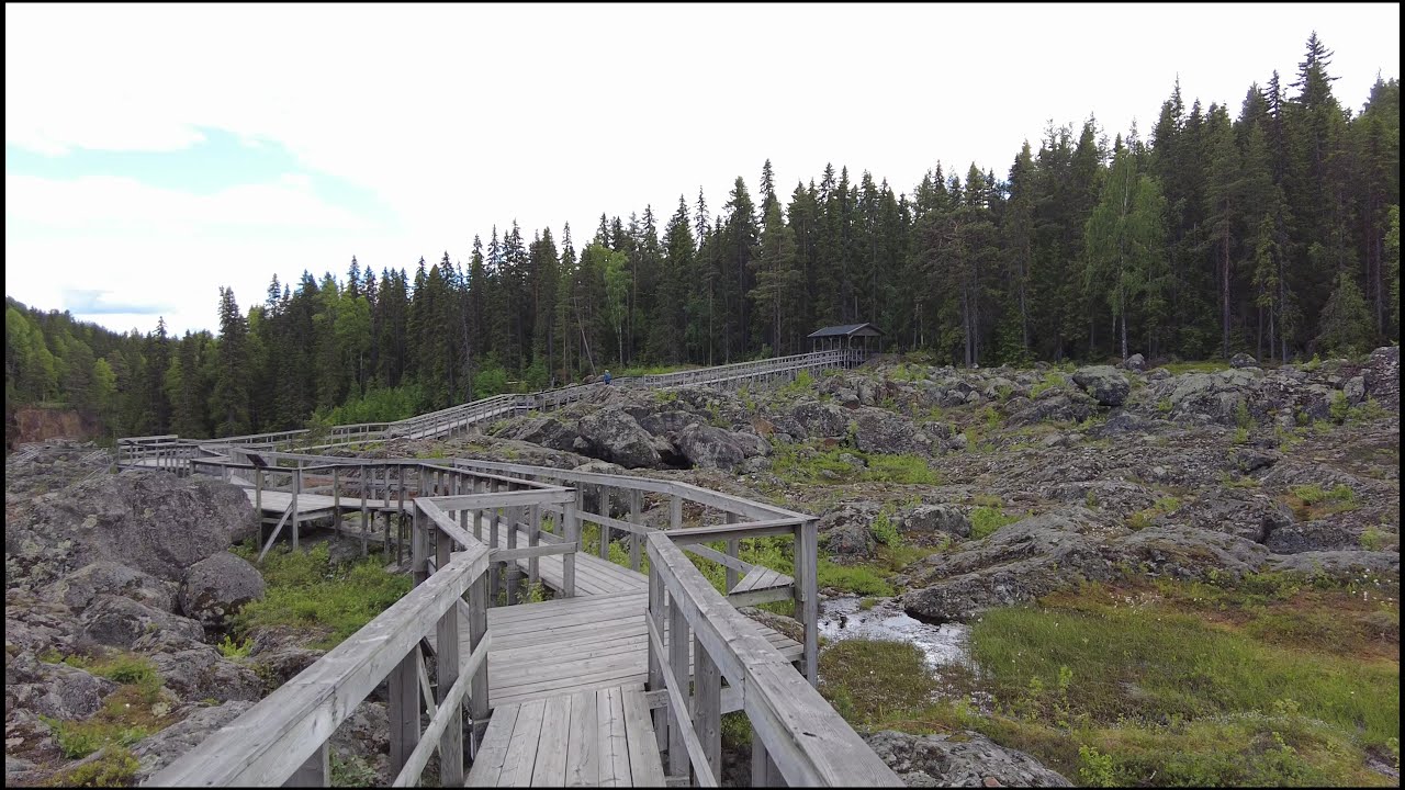 [4K 60fps] The dead fall (döda fallet), Sweden, walking at the remains of a dried up waterfall.
