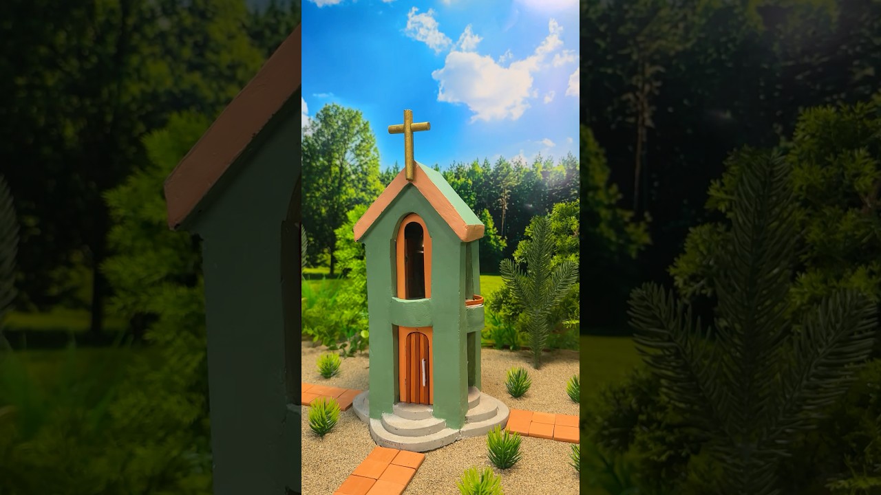 I built a two-story church with a bell tower in 42 hours #house #miniature #easyhouse #diy #church