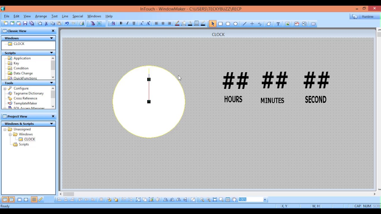 Scada: Intouch window script- CLOCK  (In HINDI)
