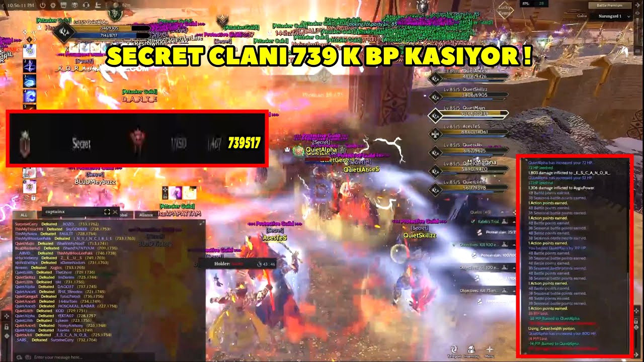 QuietAlpha - (Galia) Secret Ekibi Kale Savaşında 700K BP Kasıyor ! Rise Online